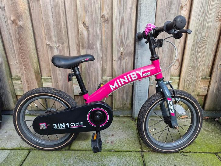 Miniby 3 in 1 Fiets - 14 inch, Fietsen en Brommers, Fietsen | Kinderfietsjes, Gebruikt, Minder dan 16 inch, Zijwieltjes, Ophalen