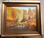 Schilderij R. Henrion - Herfstlandschap, Antiek en Kunst, Kunst | Schilderijen | Klassiek, Ophalen of Verzenden
