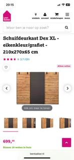 Schuifdeurkast Dex XL Eiken/Grafiet, Huis en Inrichting, Kasten | Kledingkasten, Ophalen, Zo goed als nieuw, 25 tot 50 cm, Minder dan 100 cm