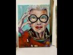 Heel goed geschilderd schilderij van Iris Apfel, Antiek en Kunst, Ophalen of Verzenden