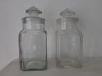 2 grote glazen snoepflessen / snoeppot, Antiek en Kunst, Ophalen