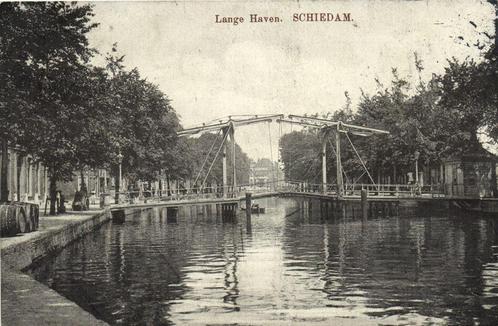 Lange Haven. Schiedam. - brug - 1913 gelopen, Verzamelen, Ansichtkaarten | Nederland, Gelopen, Zuid-Holland, Voor 1920, Verzenden