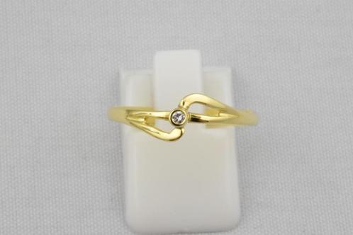 14 karaat gouden ring met Diamant 2097-G, Sieraden, Tassen en Uiterlijk, Ringen, Gebruikt, Dame, 18 tot 19, Goud, Goud, Met edelsteen