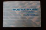 Honda NX650 1987 owner's manual NX 650 manuel du conducteur, Motoren, Handleidingen en Instructieboekjes, Honda
