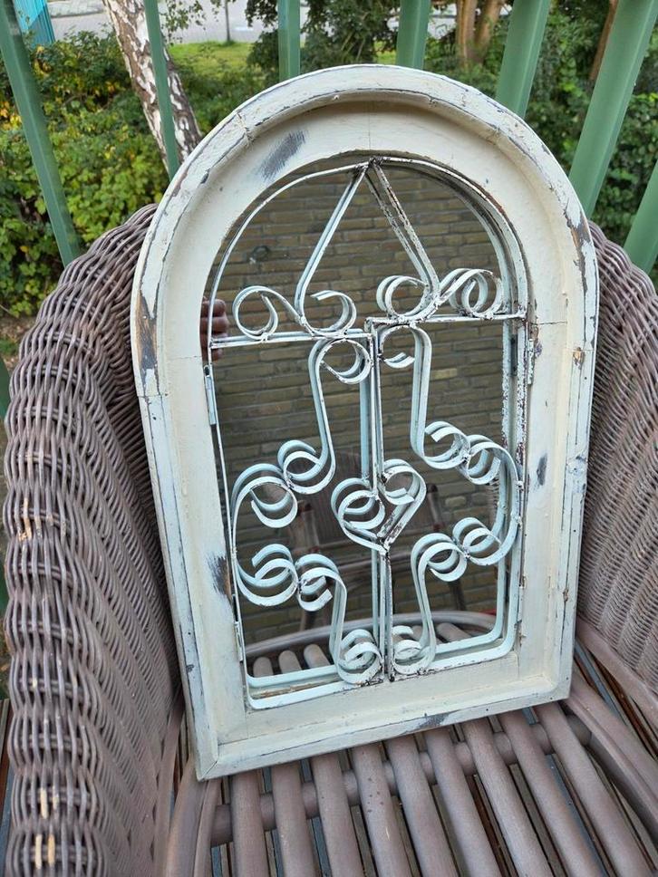 Brocante spiegel, decoratie, Huis en Inrichting, Woonaccessoires | Spiegels, 50 tot 75 cm, Minder dan 100 cm, Rechthoekig, Ophalen