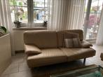 Licht beige leder 2,5 sitter 2 stuks, 150 tot 200 cm, Minder dan 75 cm, Rechte bank, Gebruikt