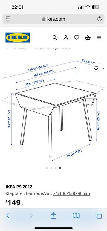 Tafel Ikea PS 2012 uitklapbaar beschikbaar voor biedingen