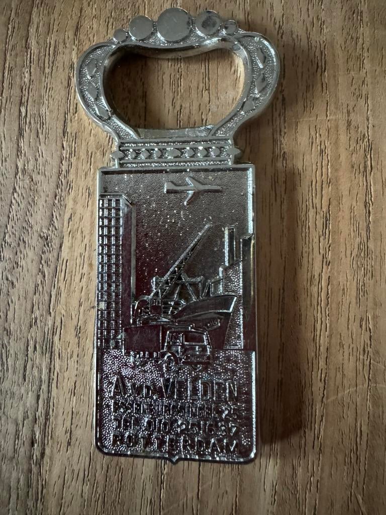 A vd Velden reclame scheepvaart Rotterdam opener, Ophalen of Verzenden, Gebruikt, Gebruiksvoorwerp