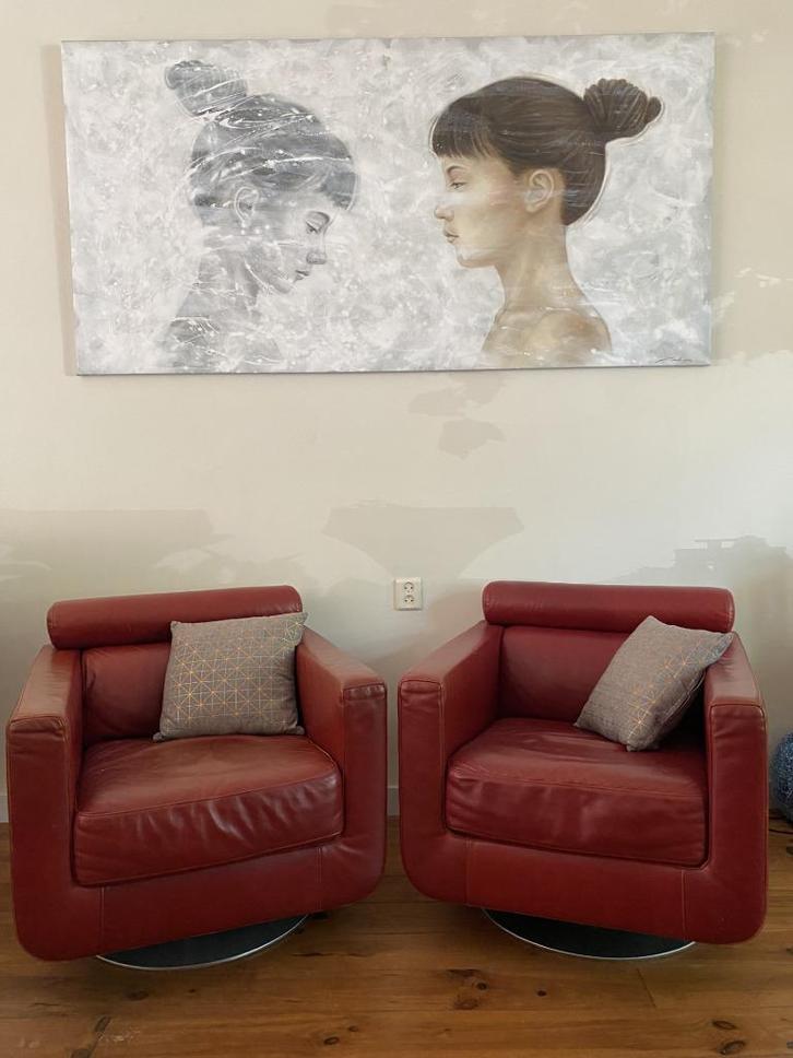 Groot formaat acryl schilderij modern/artistiek 198 x 100cm, Antiek en Kunst, Kunst | Schilderijen | Abstract, Ophalen