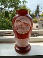 Antieke beschilderde vaas glas, Ophalen of Verzenden