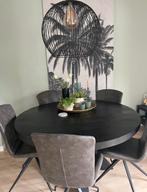Ronde eettafel zwart met metalen onderstel 140cm, Huis en Inrichting, Tafels | Eettafels, Ophalen, Gebruikt, 100 tot 150 cm, Rond