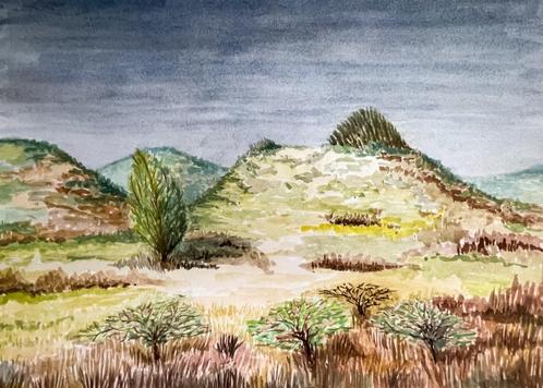 Louis van Gorkum - Duinlandschap Nederland jaren 80 - 42x60, Antiek en Kunst, Kunst | Schilderijen | Klassiek, Ophalen of Verzenden