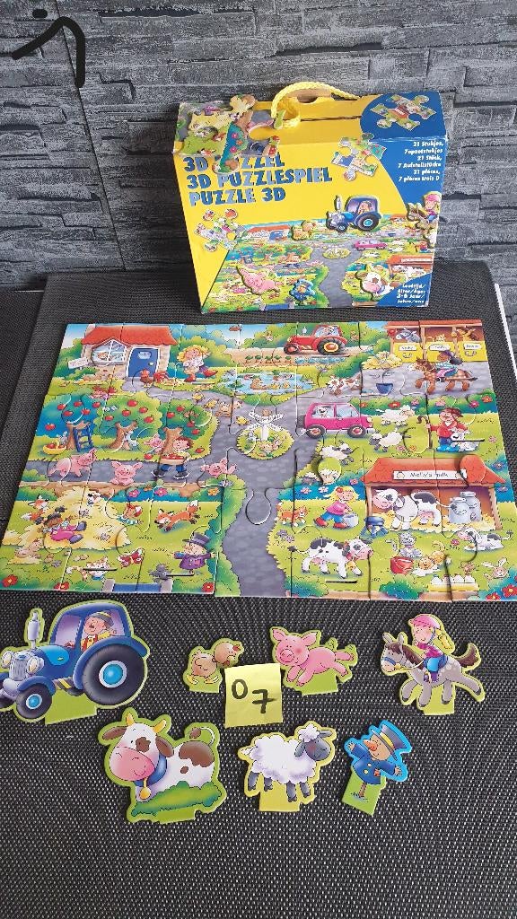 Zeeman 3D puzzel boerderij en puzzelspiel, Ophalen of Verzenden, 10 tot 50 stukjes, Zo goed als nieuw, 2 tot 4 jaar
