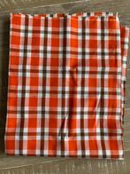 Lapje stof retro vintage oranje wit bruin geblokt, Hobby en Vrije tijd, Stoffen en Lappen, Ophalen of Verzenden, Nieuw, Katoen