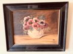 Antiek olieverf schilderij bloemen gesigneerd, Antiek en Kunst, Kunst | Schilderijen | Klassiek, Ophalen of Verzenden