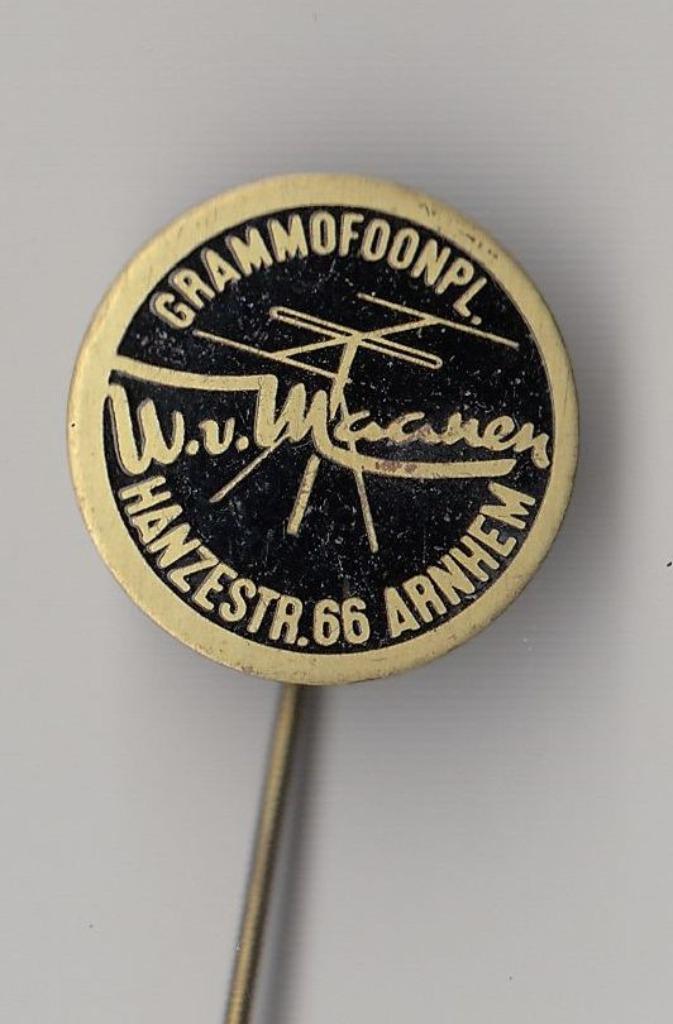 Arnhem W van Maanen Grammafoonplaten speldje, Verzamelen, Speldjes, Pins en Buttons, Gebruikt, Speldje of Pin, Overige onderwerpen