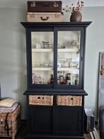 Buffetkast Antraciet met Schuifdeuren, Huis en Inrichting, Kasten | Buffetkasten, Ophalen, 100 tot 150 cm, Glas, Landelijk