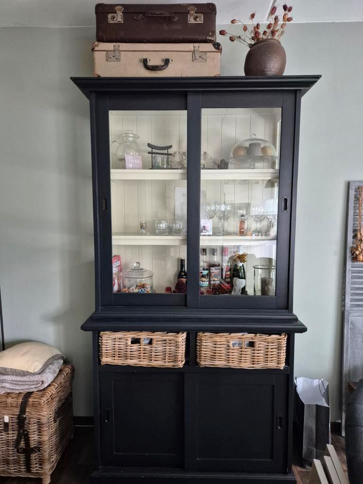 Buffetkast Antraciet met Schuifdeuren, Huis en Inrichting, Kasten | Buffetkasten, Gebruikt, 150 tot 200 cm, 100 tot 150 cm, 25 tot 50 cm