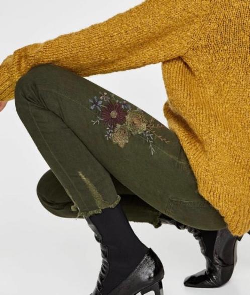 Zara groene skinny broek met borduursel maat 36 nieuw, Kleding | Dames, Broeken en Pantalons, Nieuw, Maat 36 (S), Groen, Lang