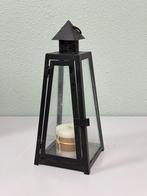 Vintage kaarsenhouder glas metaal kaarsen hanger piramide, Huis en Inrichting, 25 tot 50 cm, Zwart, Ophalen of Verzenden, Zo goed als nieuw