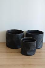 Leren plantenpotten 3-delig, Tuin en Terras, Bloembakken en Plantenbakken, Ophalen, Steen, Gebruikt, Minder dan 30 cm