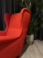 Ikea Strandmon oorfauteuil in rood oranje stof, Ophalen, Zo goed als nieuw, Stof, 75 tot 100 cm
