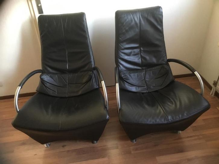 Leren stoelen, Huis en Inrichting, Stoelen, Gebruikt, Twee, Ophalen