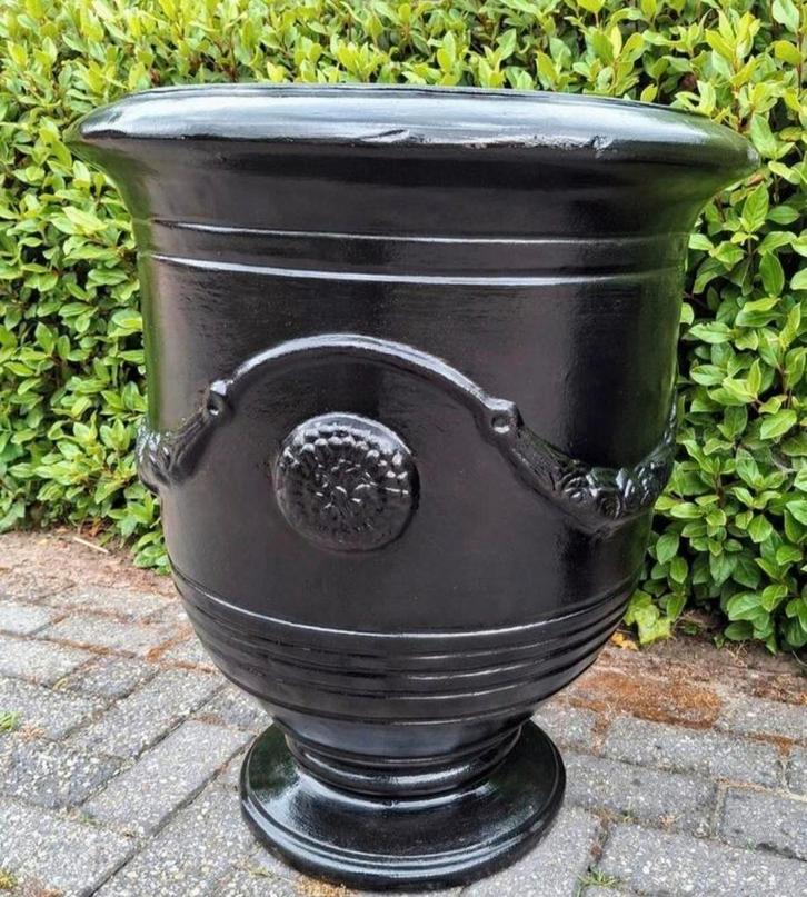 Bloempot zwart andalusiė terracotta, Tuin en Terras, Bloempotten, Nieuw, Aardewerk, Binnen, 40 cm of meer, Rond, Ophalen