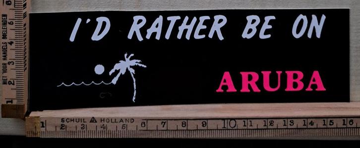 Vintage sticker rather be in Aruba autosticker, Verzamelen, Stickers, Zo goed als nieuw, Ophalen of Verzenden
