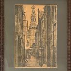 Oude lithoprent van Leiden, Antiek en Kunst, Ophalen of Verzenden