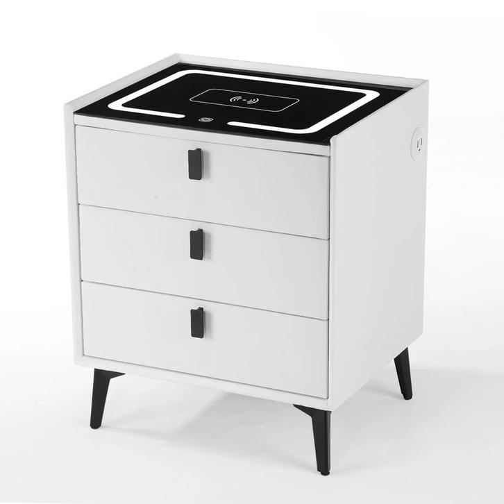 Slim Nachtkastje met Draadloos Opladen & LED-Licht, Huis en Inrichting, Slaapkamer | Nachtkastjes, Nieuw, Minder dan 55 cm, Minder dan 45 cm
