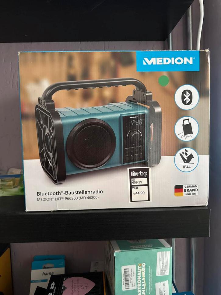Medion Bluetooth Bouwradio P66300, Audio, Tv en Foto, Radio's, Nieuw, Bouwradio, Met cd-speler, Ophalen of Verzenden