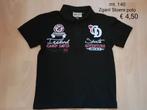 140 Zgan! Zwarte polo met stoere emblemen, Ophalen of Verzenden, Zo goed als nieuw, Jongen, Shirt of Longsleeve