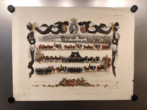 Antieke litho begrafenis Prins Hendrik 1879, Verzamelen, Koninklijk Huis en Royalty, Gebruikt, Kaart, Foto of Prent, Nederland