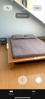 Futon bettgestell Tweepersoonsbed met zijtafeljes en matress, Ophalen, Bruin, Tweepersoons, Zo goed als nieuw