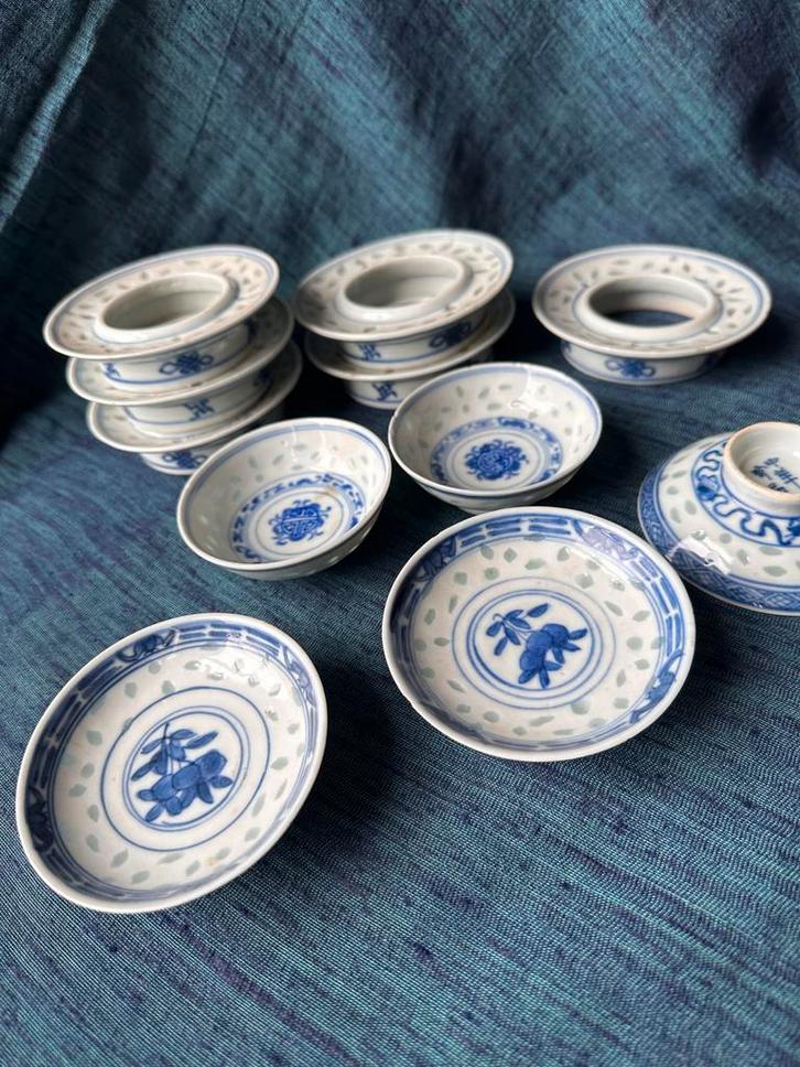 Antieke Ling Long Gaiwan, 19e eeuw, losse onderdelen, Antiek en Kunst, Antiek | Keramiek en Aardewerk, Ophalen of Verzenden