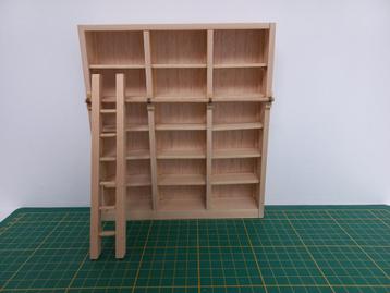 Bibliotheekkast met trap, schaal 1:12 beschikbaar voor biedingen