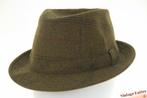 Vintage Gleufhoed Trilby hoed Sport groen wolmix 57, Ophalen of Verzenden, Zo goed als nieuw, 57 cm (M, 7⅛ inch) of minder, Hoed