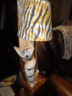 geel zwarte poezen lamp. Jaren '80 lamp. tarogo. Tijger kat., Huis en Inrichting, Lampen | Tafellampen, Minder dan 50 cm, Gebruikt