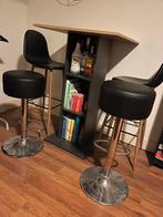 Bartafel met opbergruimte & 2 barkrukken & 2 barstoelen, Huis en Inrichting, Barkrukken, Ophalen, In hoogte verstelbaar, 60 tot 90 cm