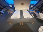 2 boxsprings Hamar met pocketveersysteem, Ophalen, 90 cm, Eenpersoons, Bruin