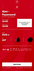 Ajax - Feyenoord - Zuid 2, Tickets en Kaartjes, Eén persoon, September