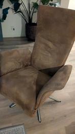 Micro leder relax fauteuil met metalen onderstel /lig stoel, Ophalen, Gebruikt, Minder dan 75 cm, Metaal