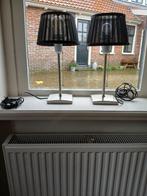 2 tafellampen met zwarte kap, Huis en Inrichting, Lampen | Tafellampen, Ophalen, Gebruikt, Minder dan 50 cm