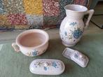 Vintage Roze Badkamer Set met Blauwe Bloemen, Ophalen of Verzenden