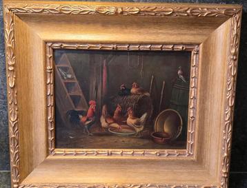 Hermanus Van Tankeren (1900-1980) - Kippen in de stal beschikbaar voor biedingen