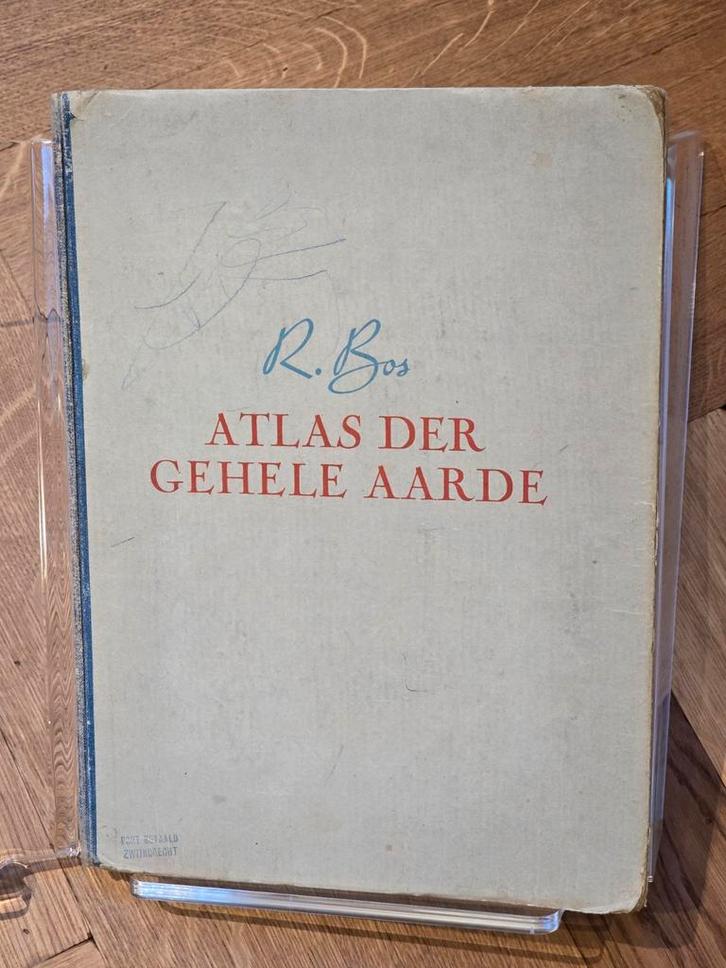 R. Bos - Atlas der gehele aarde 1949, Boeken, Atlassen en Landkaarten, Gelezen, Bosatlas, Wereld, 1800 tot 2000, Ophalen of Verzenden