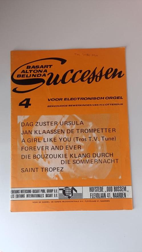 Successen 4, Vintage bladmuziek voor electronisch orgel, Muziek en Instrumenten, Bladmuziek, Gebruikt, Thema, Populair, Piano