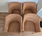 4 rieten (eetkamer)stoelen, Ophalen, Riet of Rotan, Gebruikt, Bruin