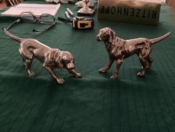 Verzilverde Labrador Beelden Set beschikbaar voor biedingen
